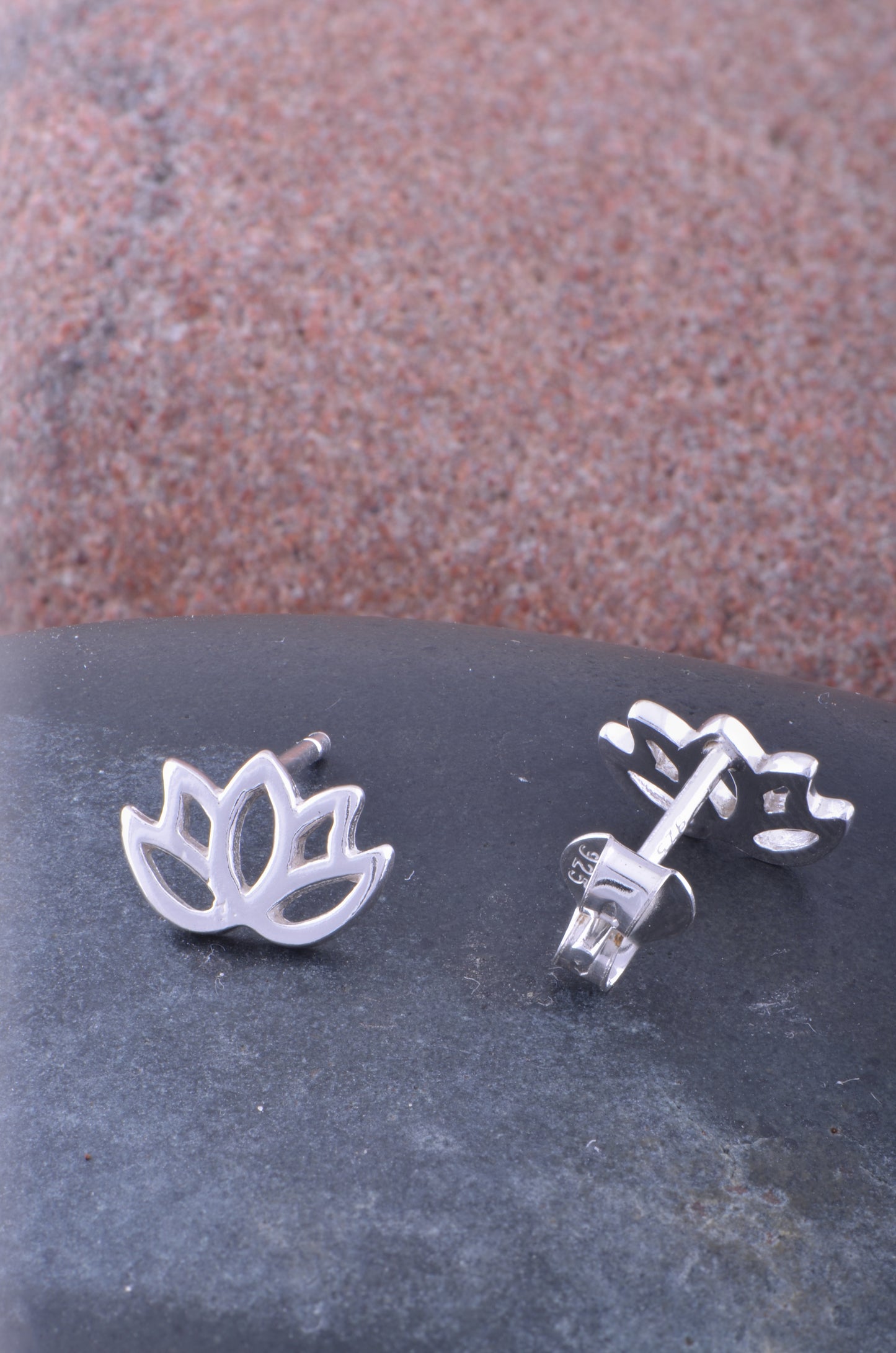 Sterling Silver Girls Small Yogi Lotus Peace Flower Stud Earrings