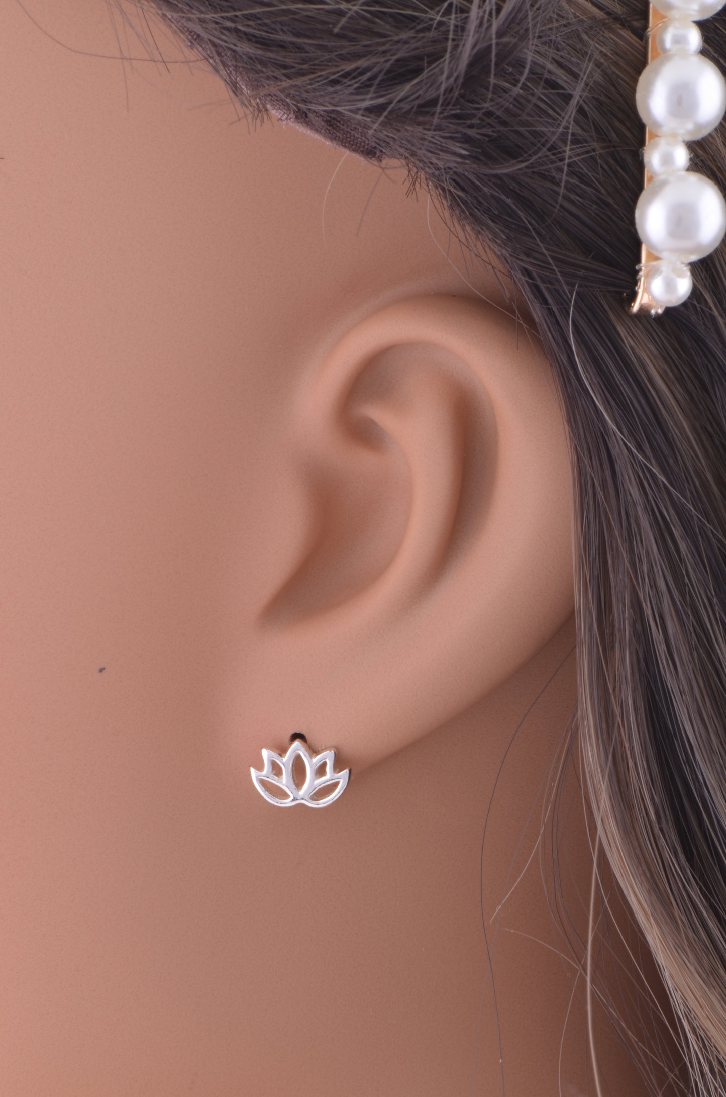 Sterling Silver Girls Small Yogi Lotus Peace Flower Stud Earrings