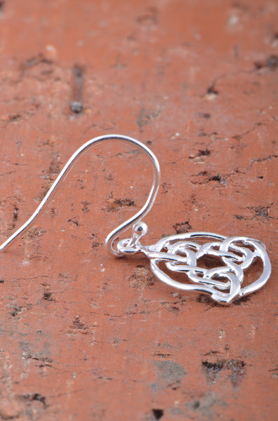 Sterling Silver Girls Dainty Round Celtic Triquetra Dangle Earrings