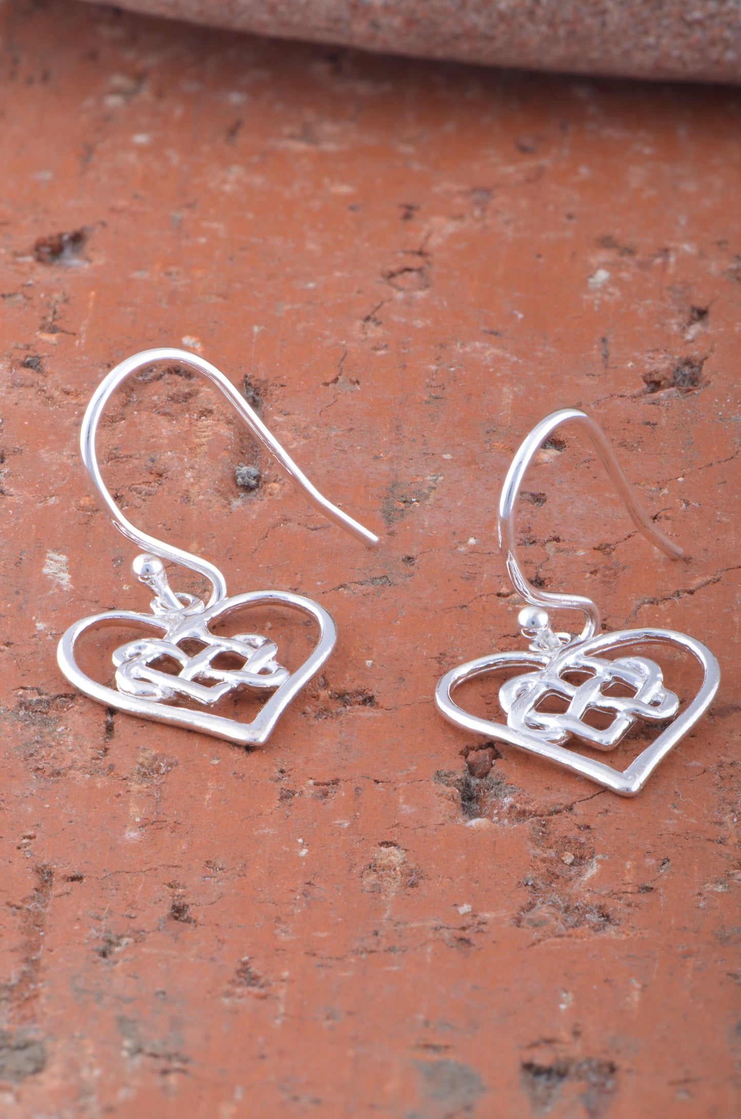 Sterling Silver Girls Dainty Celtic Love Knot Heart Drop Earrings - 15mm