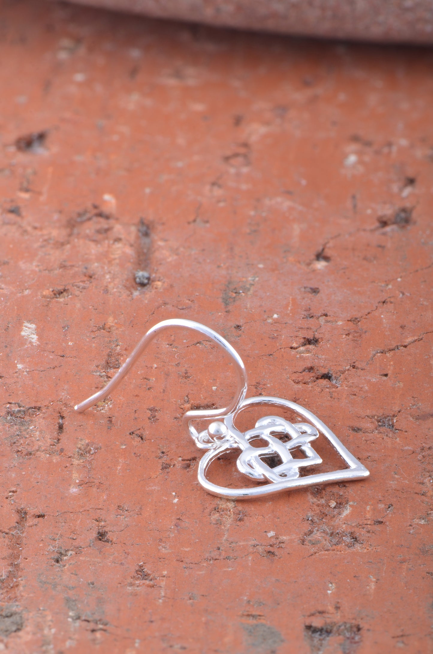Sterling Silver Girls Dainty Celtic Love Knot Heart Drop Earrings - 15mm