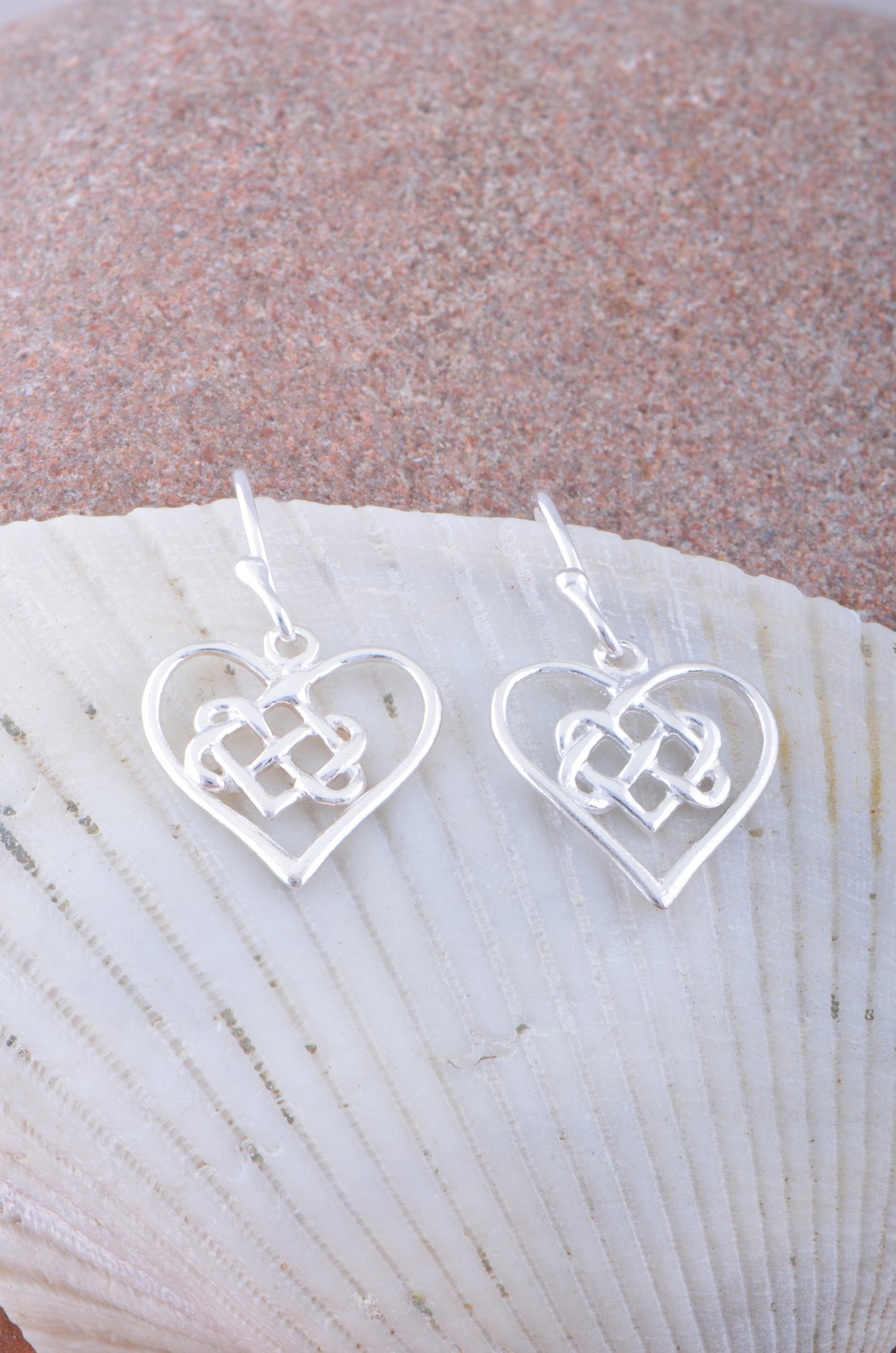 Sterling Silver Girls Dainty Celtic Love Knot Heart Drop Earrings - 15mm