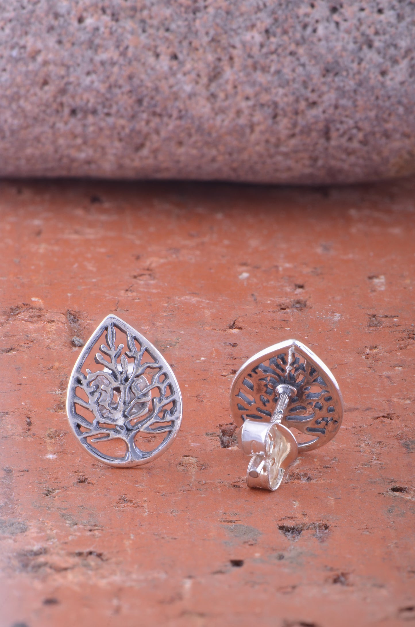 Sterling Silver Girls Winter Celtic Tree of Life Stud Earrings