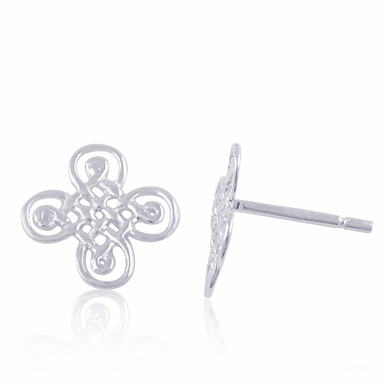 Sterling Silver Girls Dainty Celtic Solomon's Knot Stud Earrings - 11mm