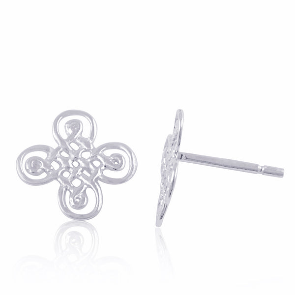Sterling Silver Girls Dainty Celtic Solomon's Knot Stud Earrings - 11mm