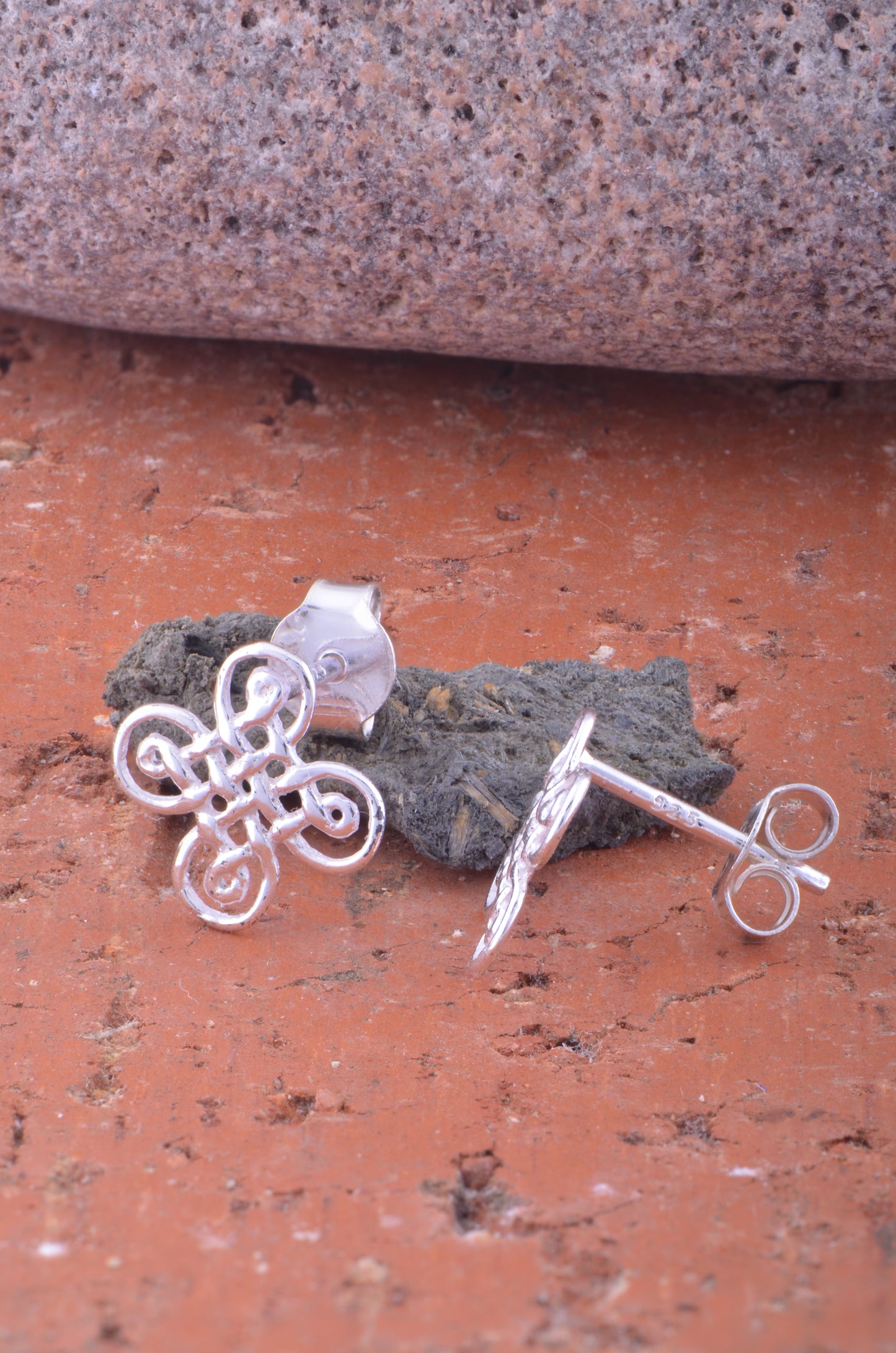 Sterling Silver Girls Dainty Celtic Solomon's Knot Stud Earrings - 11mm