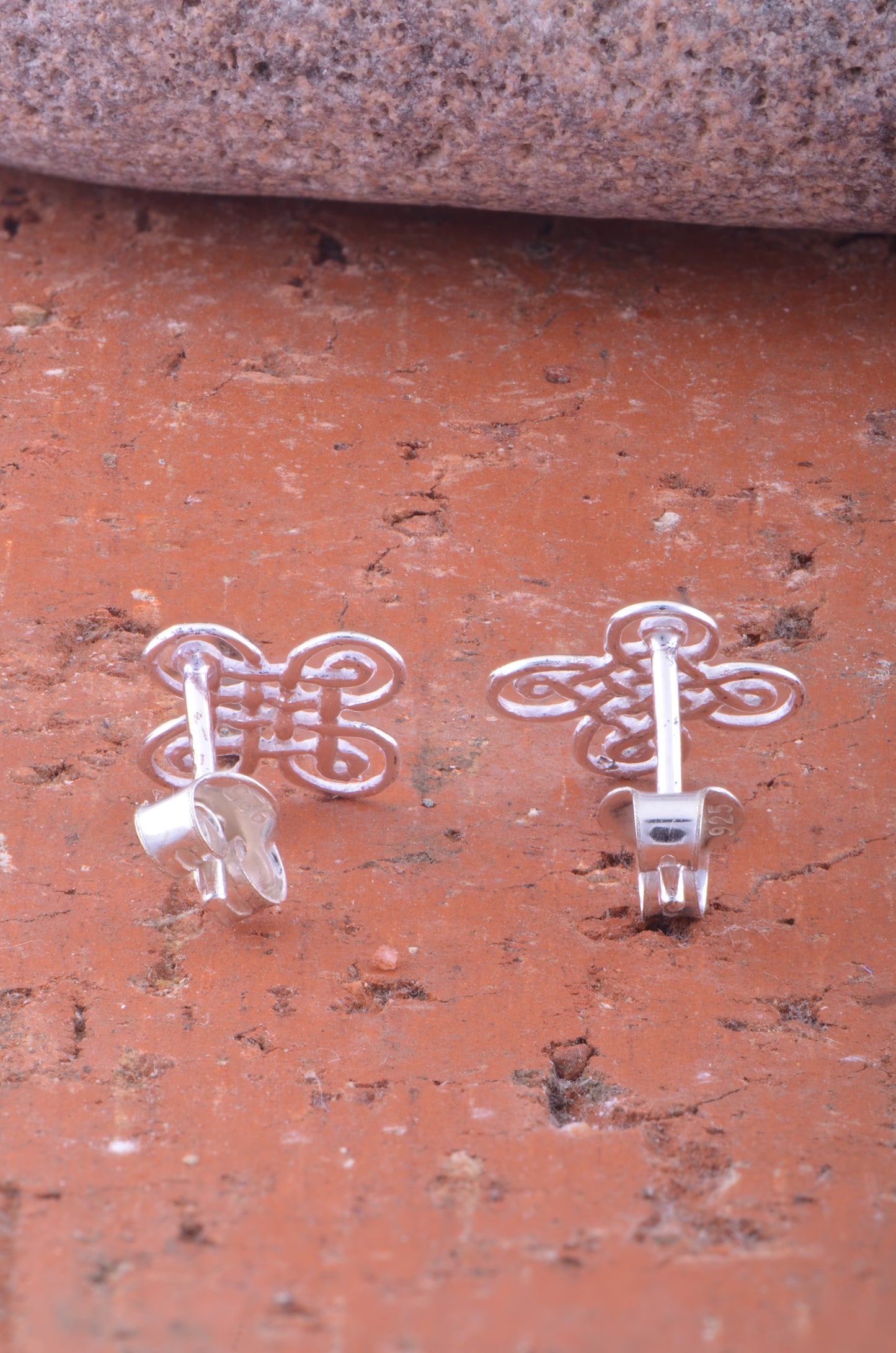 Sterling Silver Girls Dainty Celtic Solomon's Knot Stud Earrings - 11mm