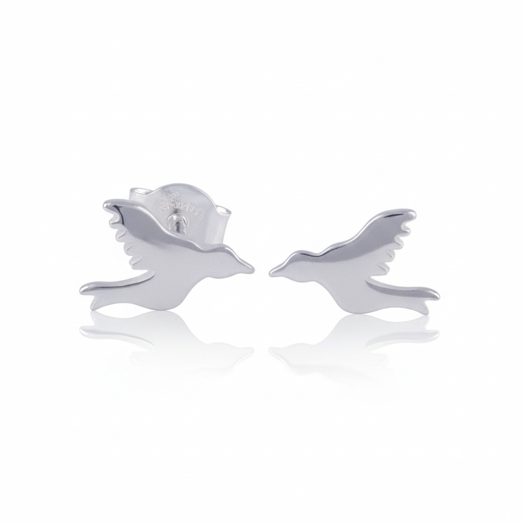 Sterling Silver Girls Dainty Dove Stud Earrings | SilverCloseOut