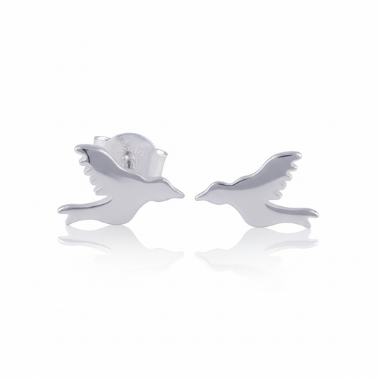 Sterling Silver Girls Dainty Dove Stud Earrings | SilverCloseOut