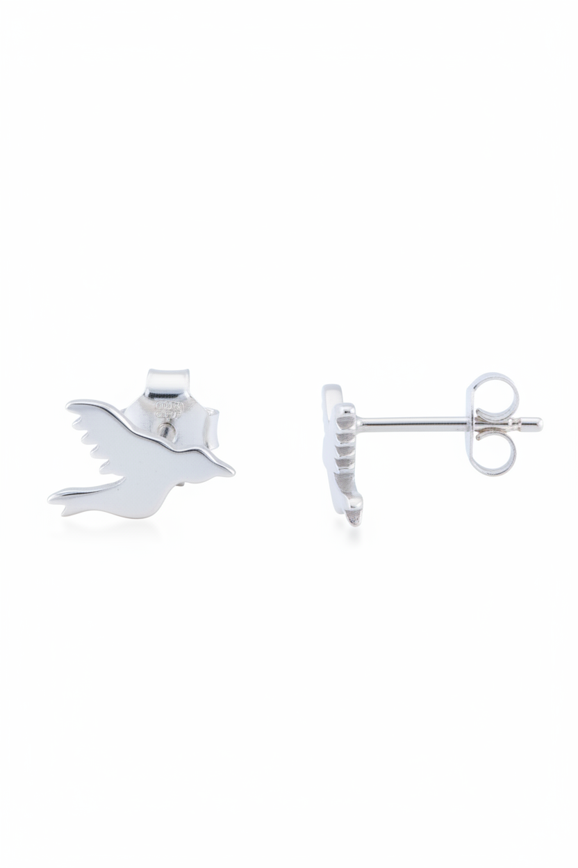 Sterling Silver Girls Dainty Dove Stud Earrings | SilverCloseOut