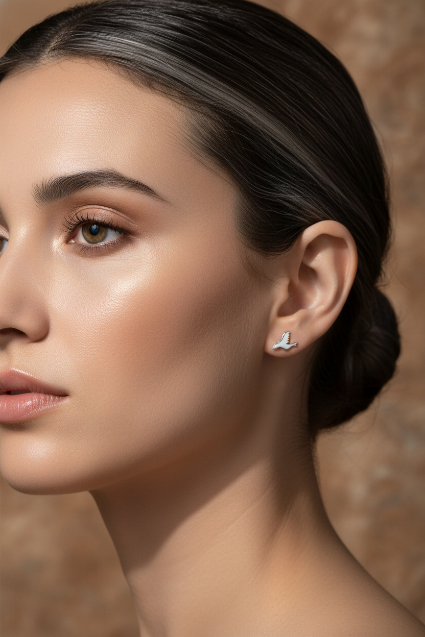 Sterling Silver Girls Dainty Dove Stud Earrings | SilverCloseOut
