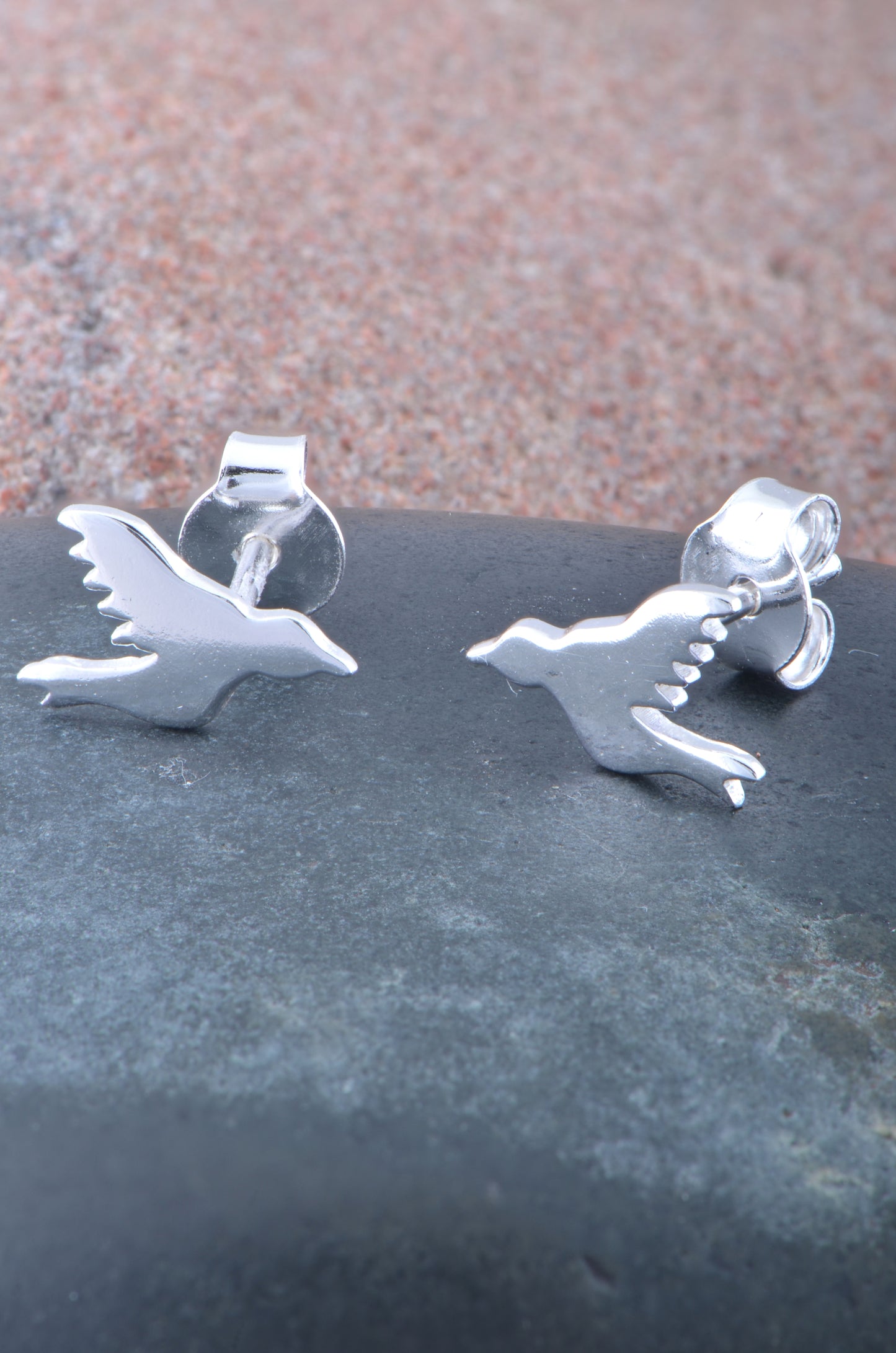 Sterling Silver Girls Dainty Dove Stud Earrings