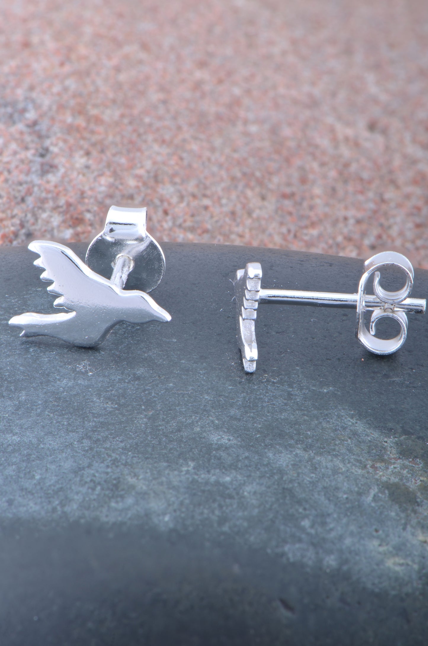 Sterling Silver Girls Dainty Dove Stud Earrings