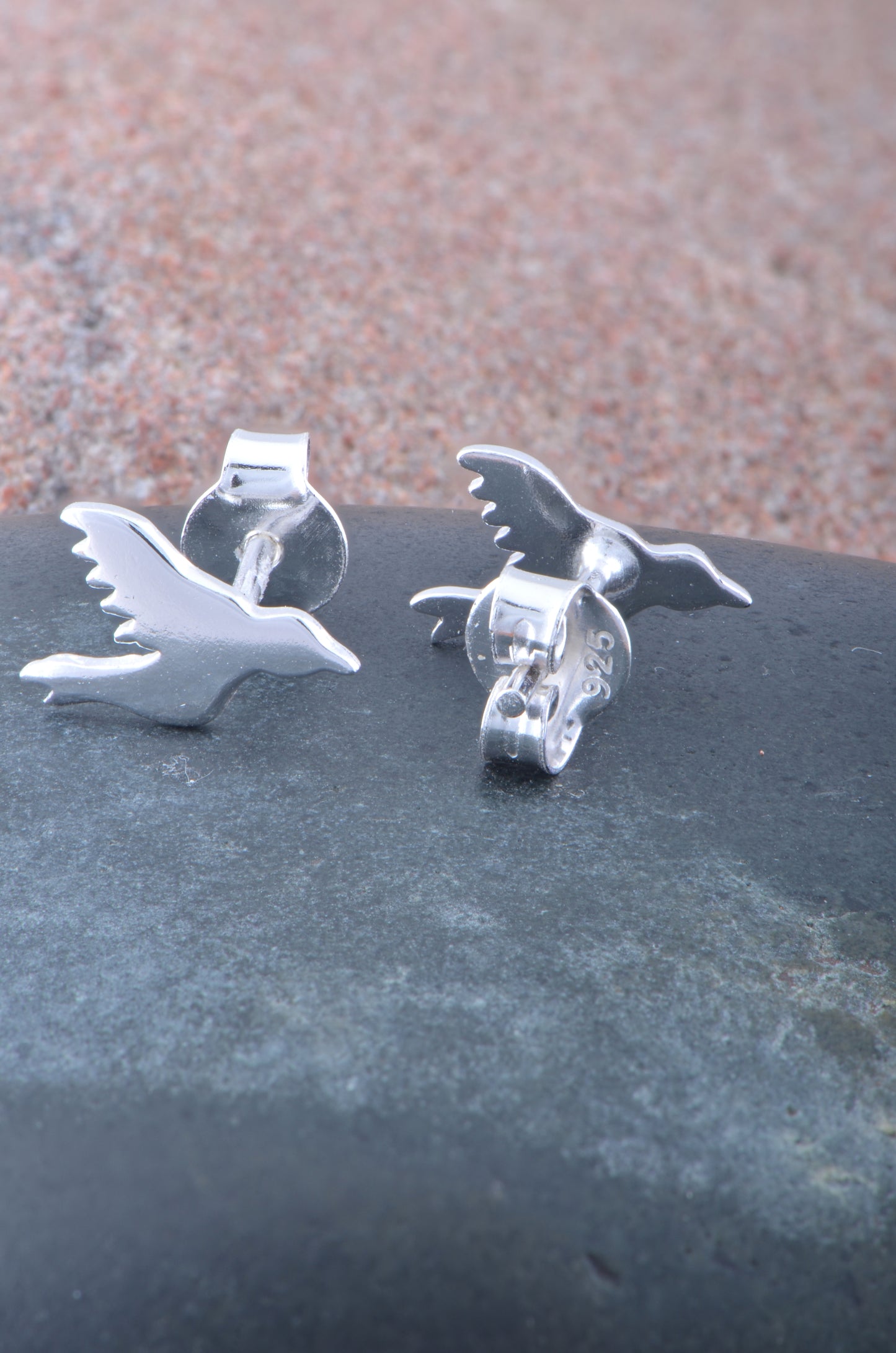 Sterling Silver Girls Dainty Dove Stud Earrings