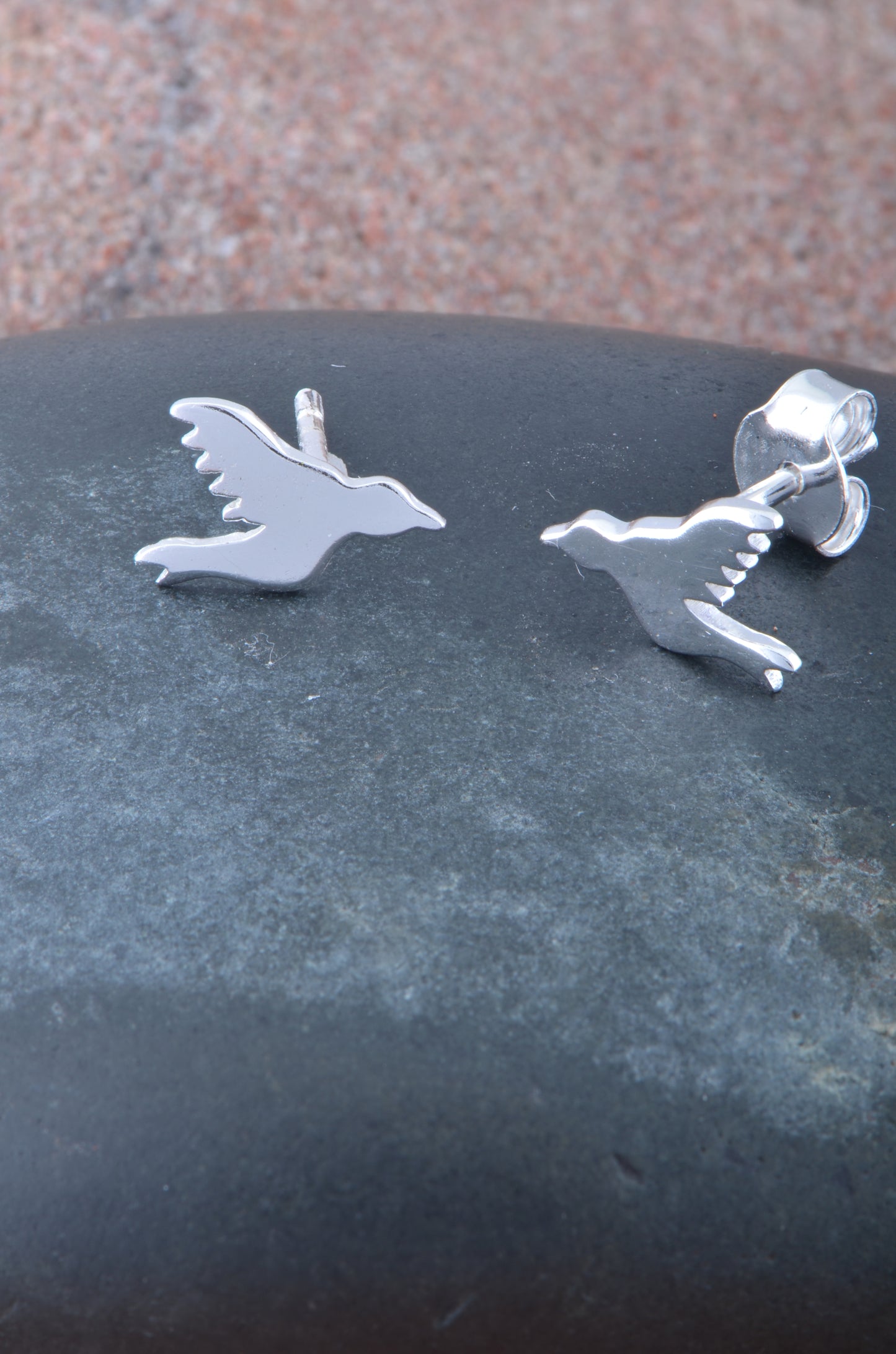 Sterling Silver Girls Dainty Dove Stud Earrings