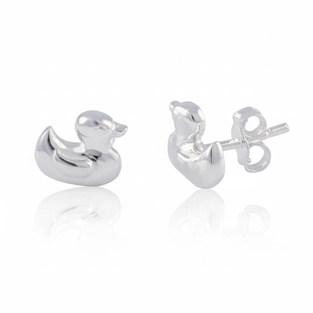 Sterling Silver Women's Dainty Duck Stud Earrings, 7mm | SilverCloseOut