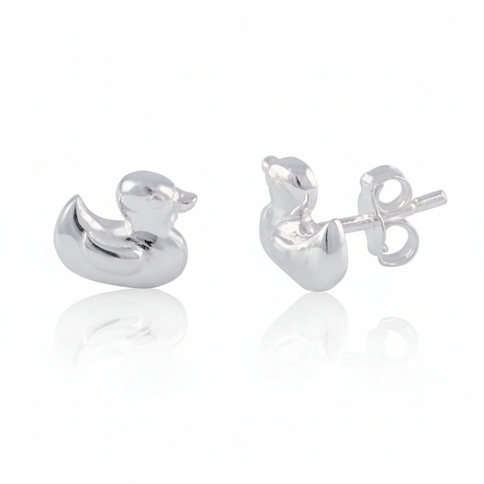 Sterling Silver Women's Dainty Duck Stud Earrings, 7mm | SilverCloseOut