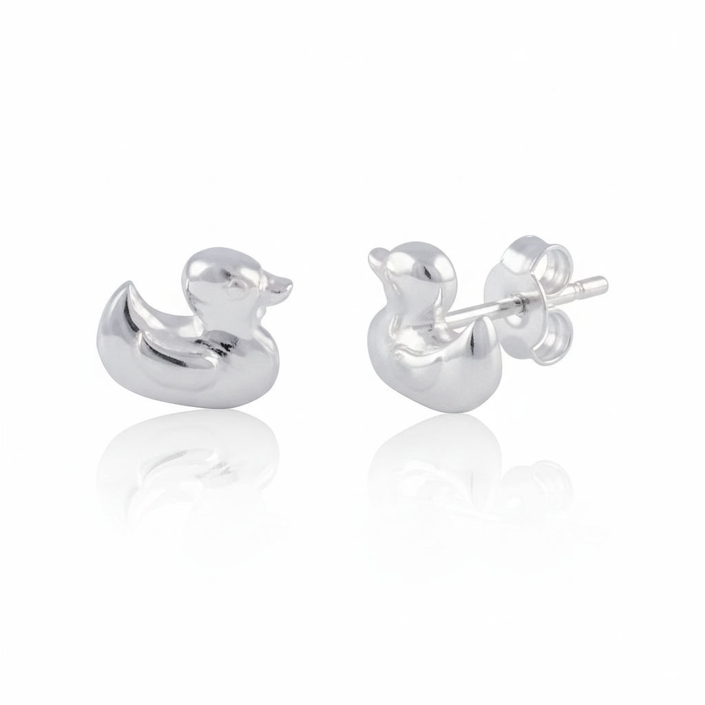 Sterling Silver Women's Dainty Duck Stud Earrings, 7mm | SilverCloseOut