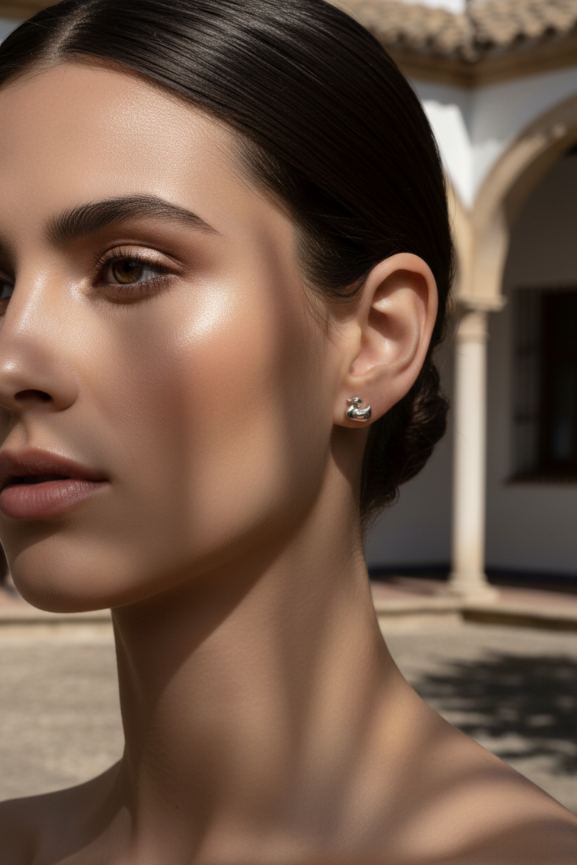 Sterling Silver Women's Dainty Duck Stud Earrings, 7mm | SilverCloseOut