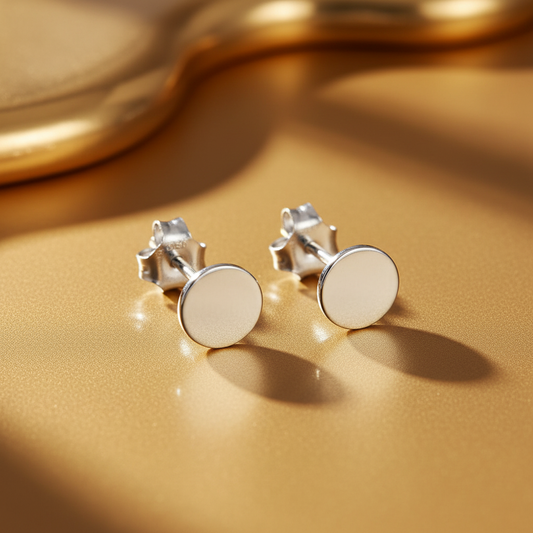 Sterling Silver Ladies Dainty Circle Dot Stud Earrings | SilverCloseOut