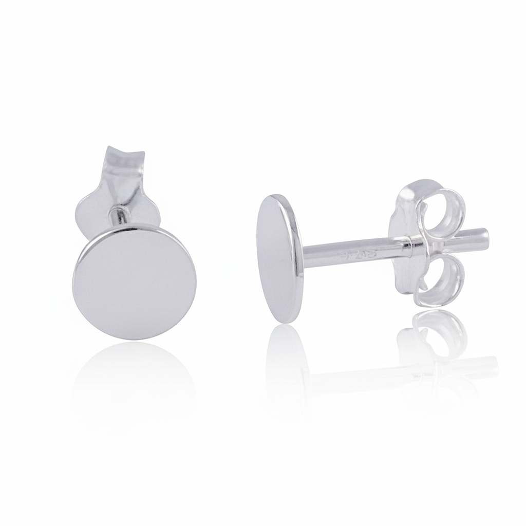 Sterling Silver Ladies Dainty Circle Dot Stud Earrings | SilverCloseOut