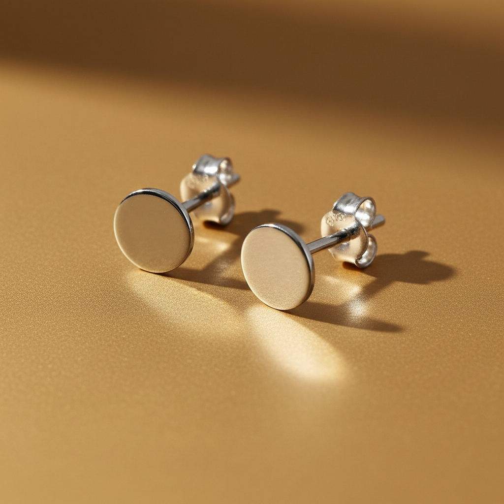 Sterling Silver Ladies Dainty Circle Dot Stud Earrings | SilverCloseOut