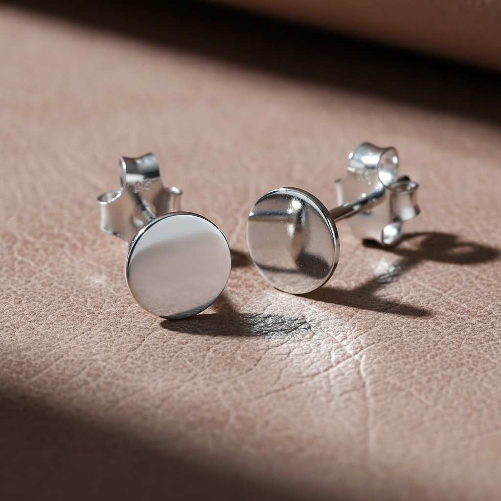 Sterling Silver Ladies Dainty Circle Dot Stud Earrings | SilverCloseOut