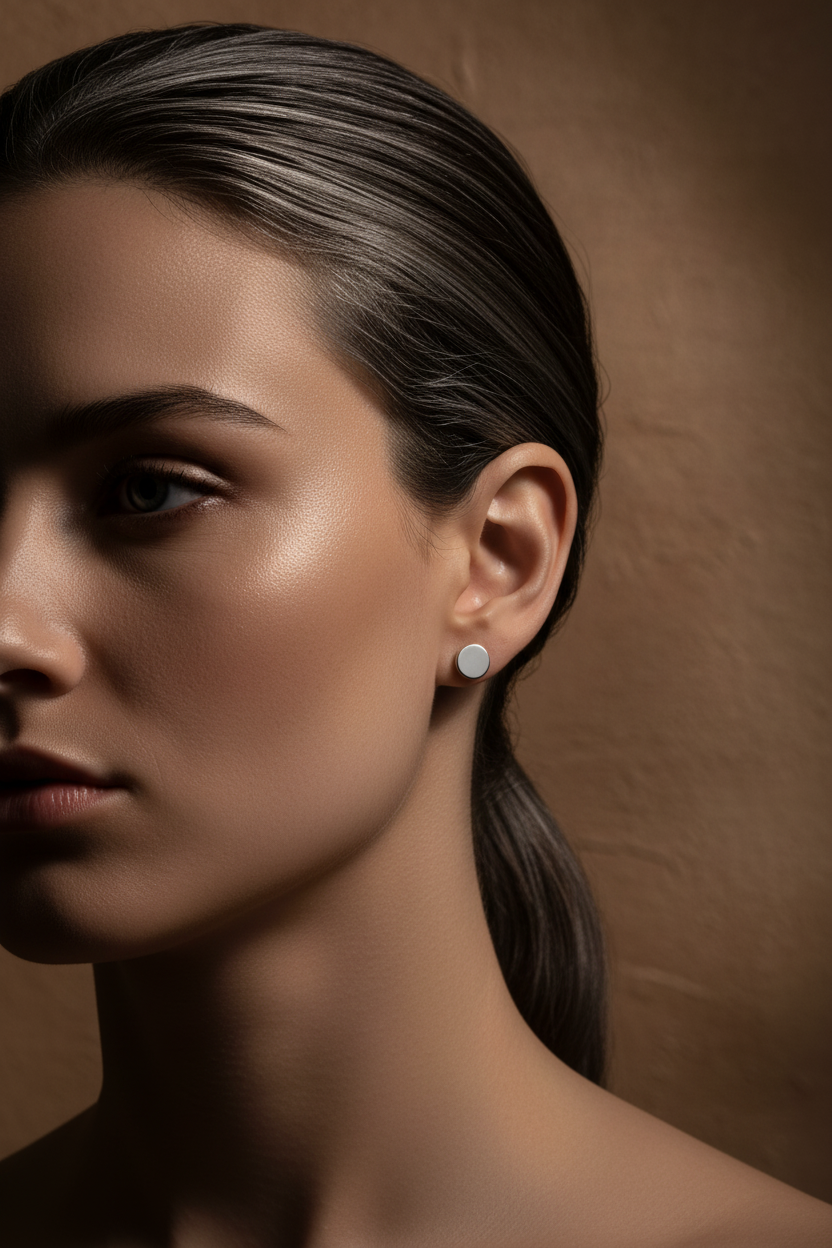 Sterling Silver Ladies Dainty Circle Dot Stud Earrings | SilverCloseOut