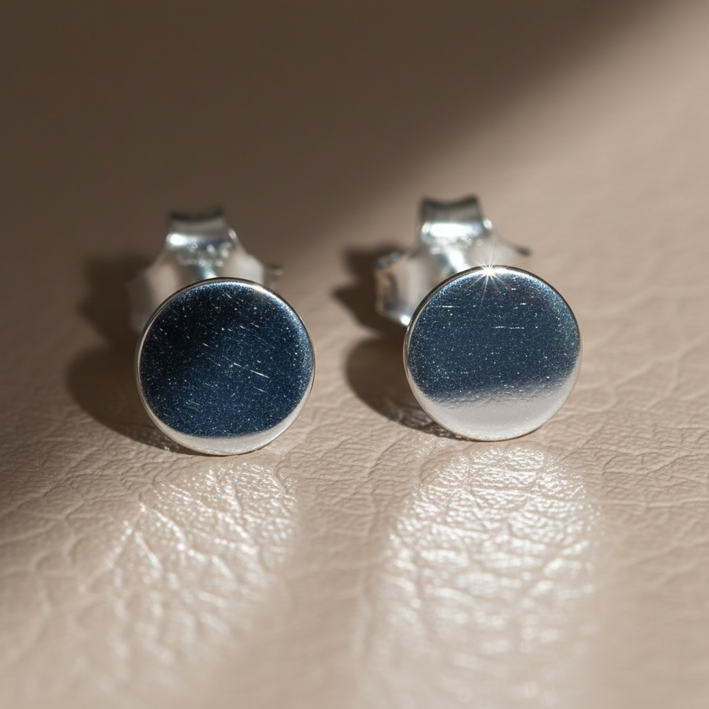 Sterling Silver Ladies Dainty Circle Dot Stud Earrings | SilverCloseOut