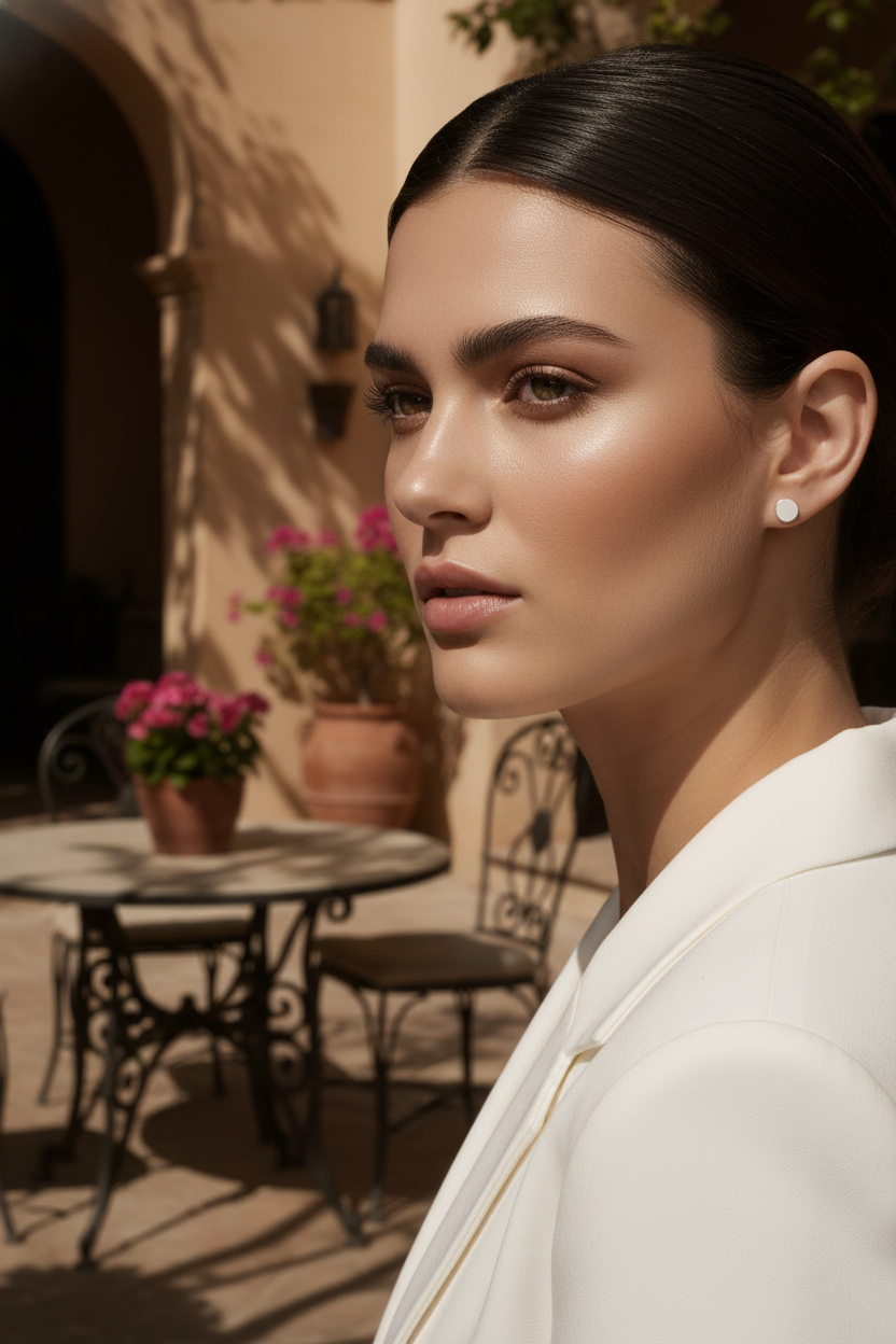 Sterling Silver Ladies Dainty Circle Dot Stud Earrings | SilverCloseOut