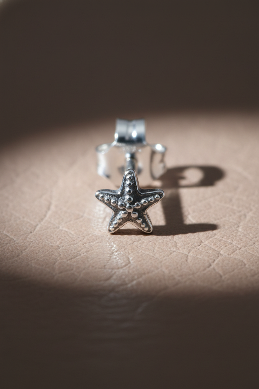 Sterling Silver Women's Tiny Nautical Starfish Stud Earrings | SilverCloseOut