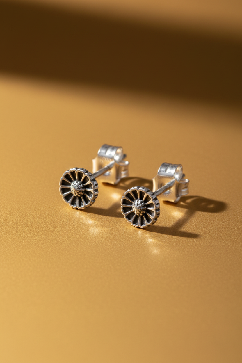 Sterling Silver Girls Dainty Daisy Flower Stud Earrings | SilverCloseOut