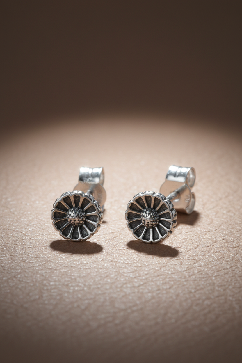 Sterling Silver Girls Dainty Daisy Flower Stud Earrings | SilverCloseOut
