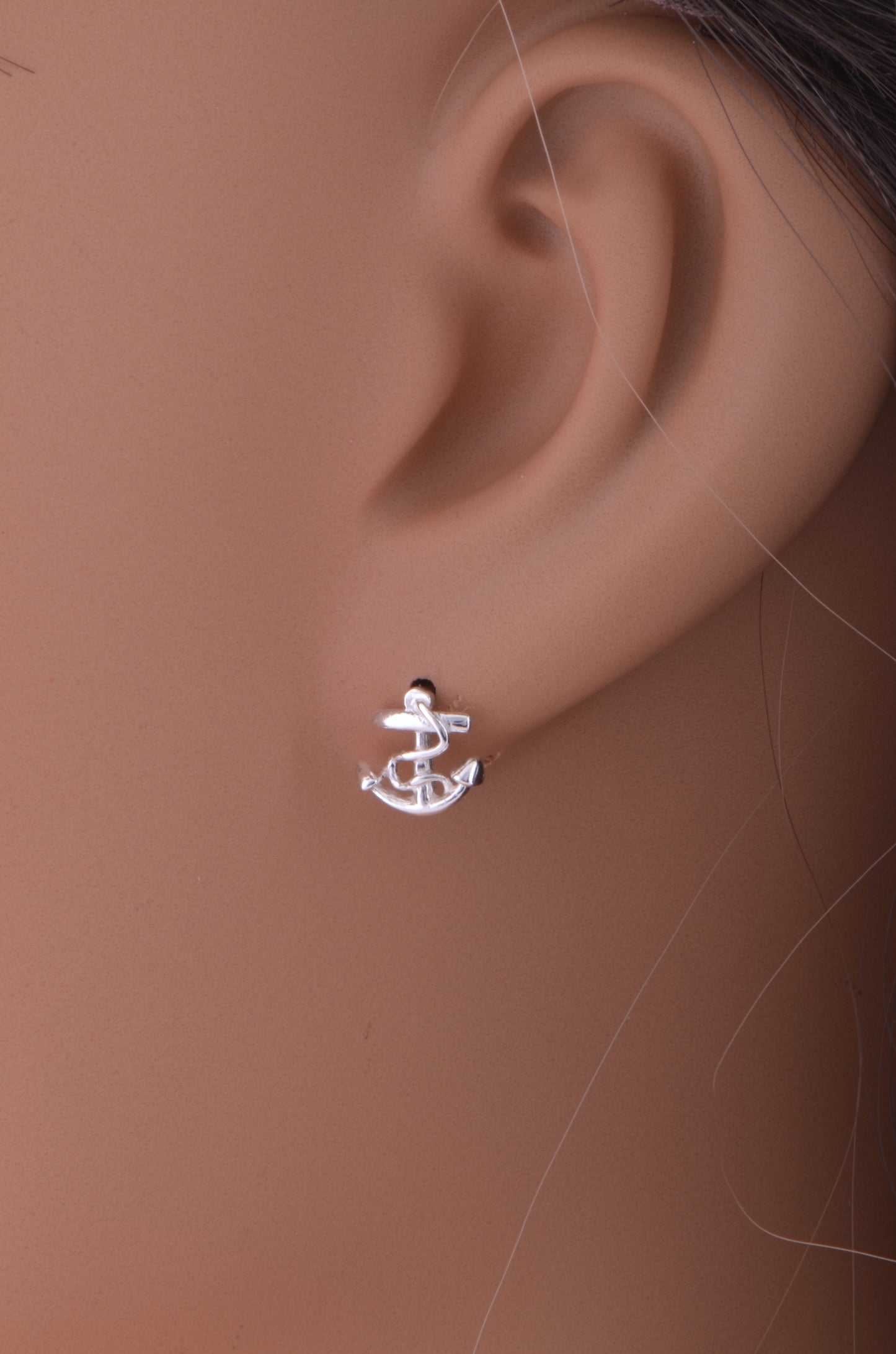 Sterling Silver Girls Mismatch Anchor & Wheel Stud Earrings
