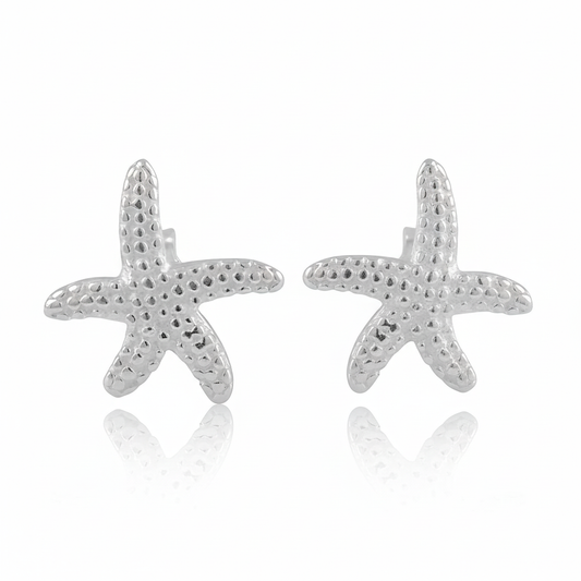 Sterling Silver Women's Elegant Tropical Starfish Stud Earrings