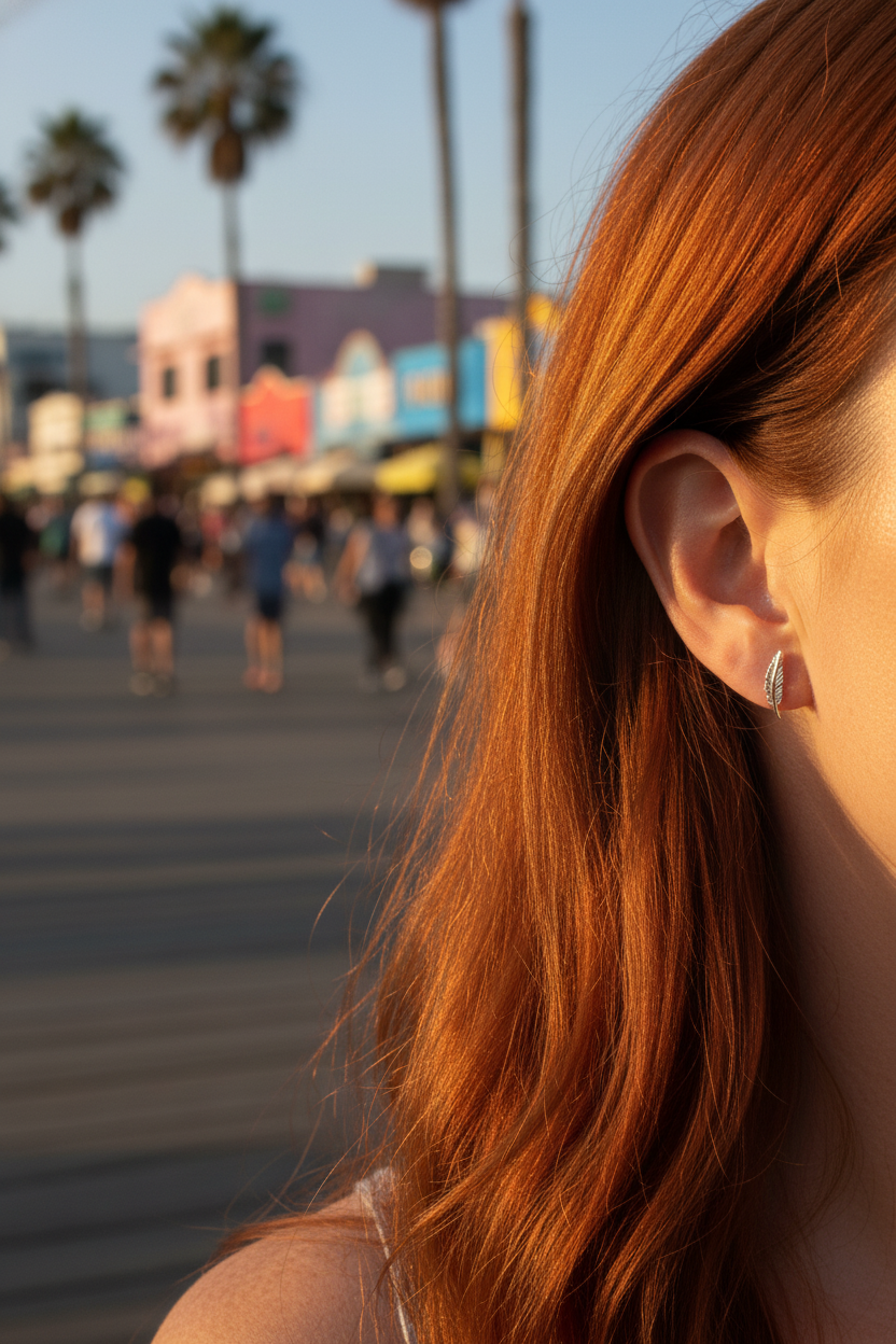 Sterling Silver Girls Dainty Feather Stud Earrings - Second stud earrings