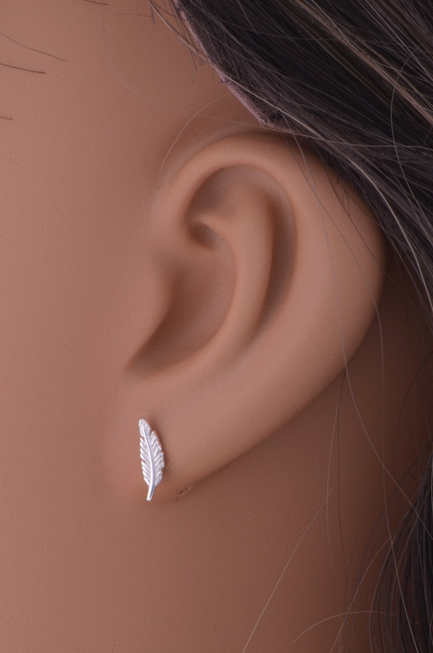 Sterling Silver Girls Dainty Feather Stud Earrings - Second stud earrings