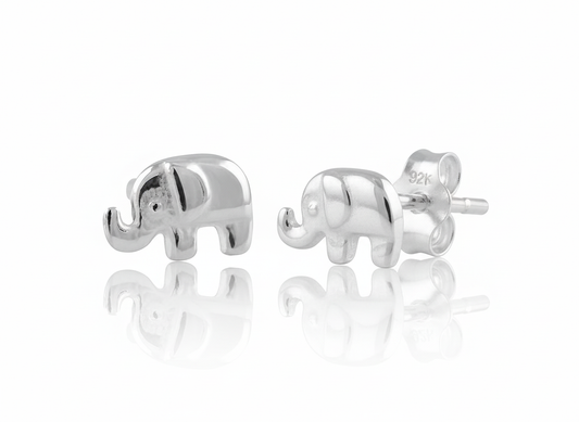 Sterling Silver Women's Dainty Lucky Elephant Stud Earrings | SilverCloseOut