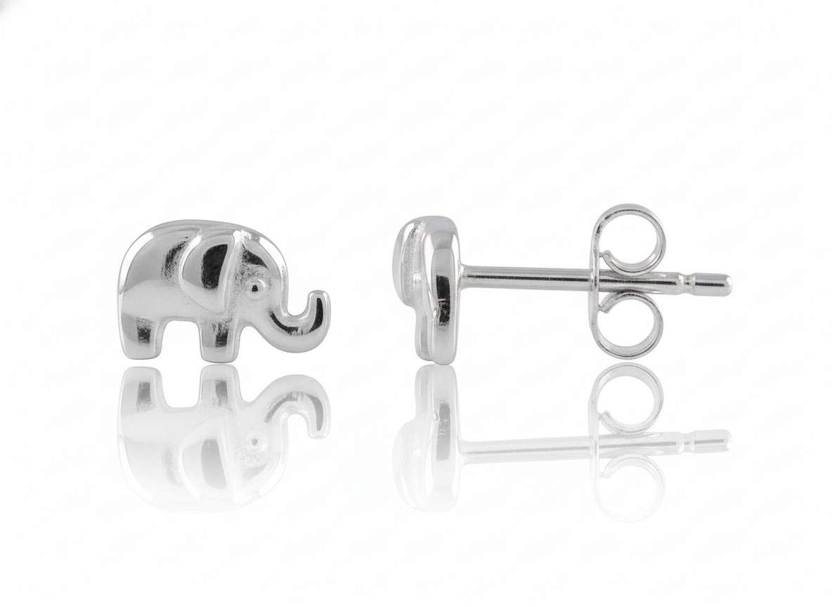 Sterling Silver Women's Dainty Lucky Elephant Stud Earrings | SilverCloseOut
