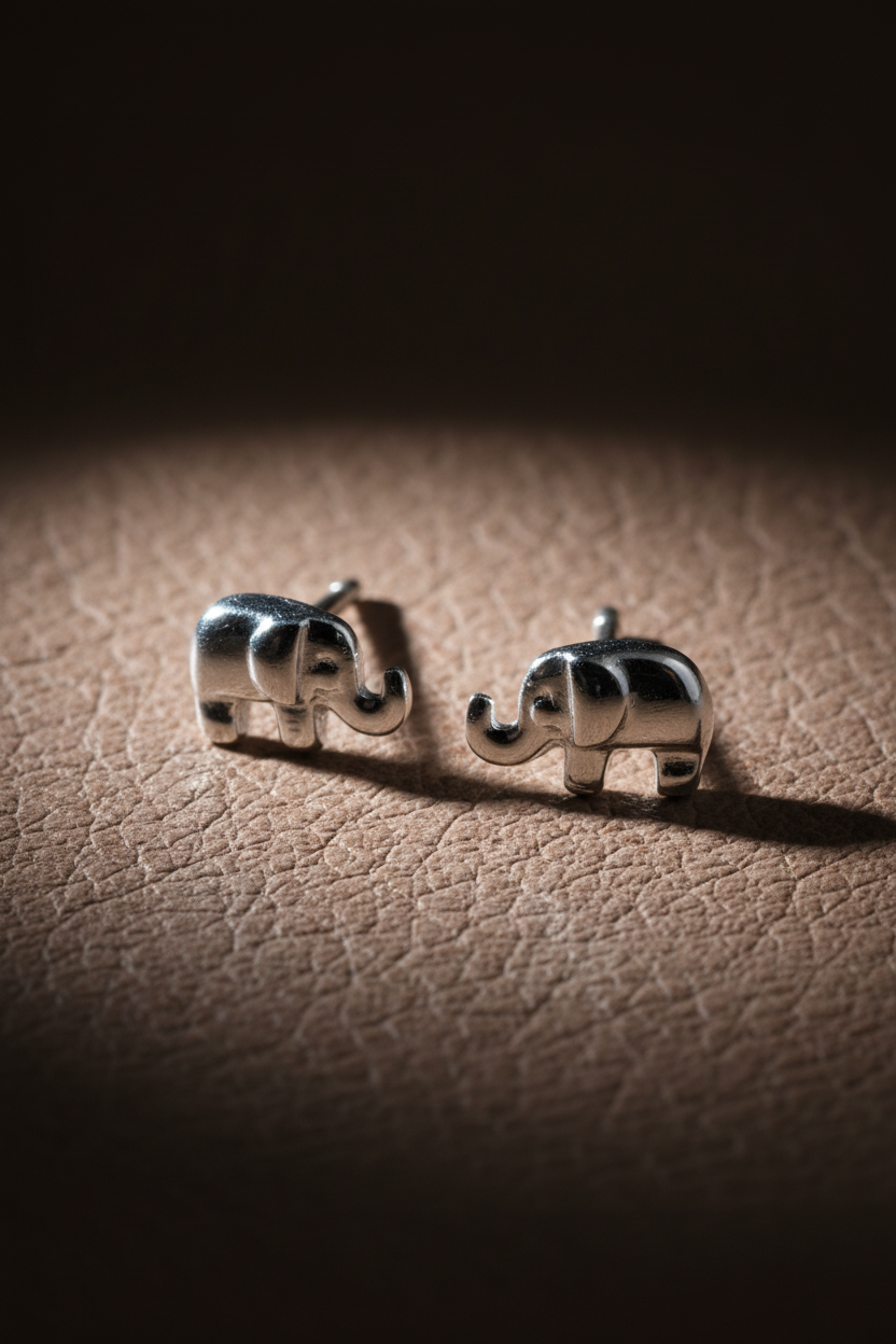 Sterling Silver Women's Dainty Lucky Elephant Stud Earrings | SilverCloseOut