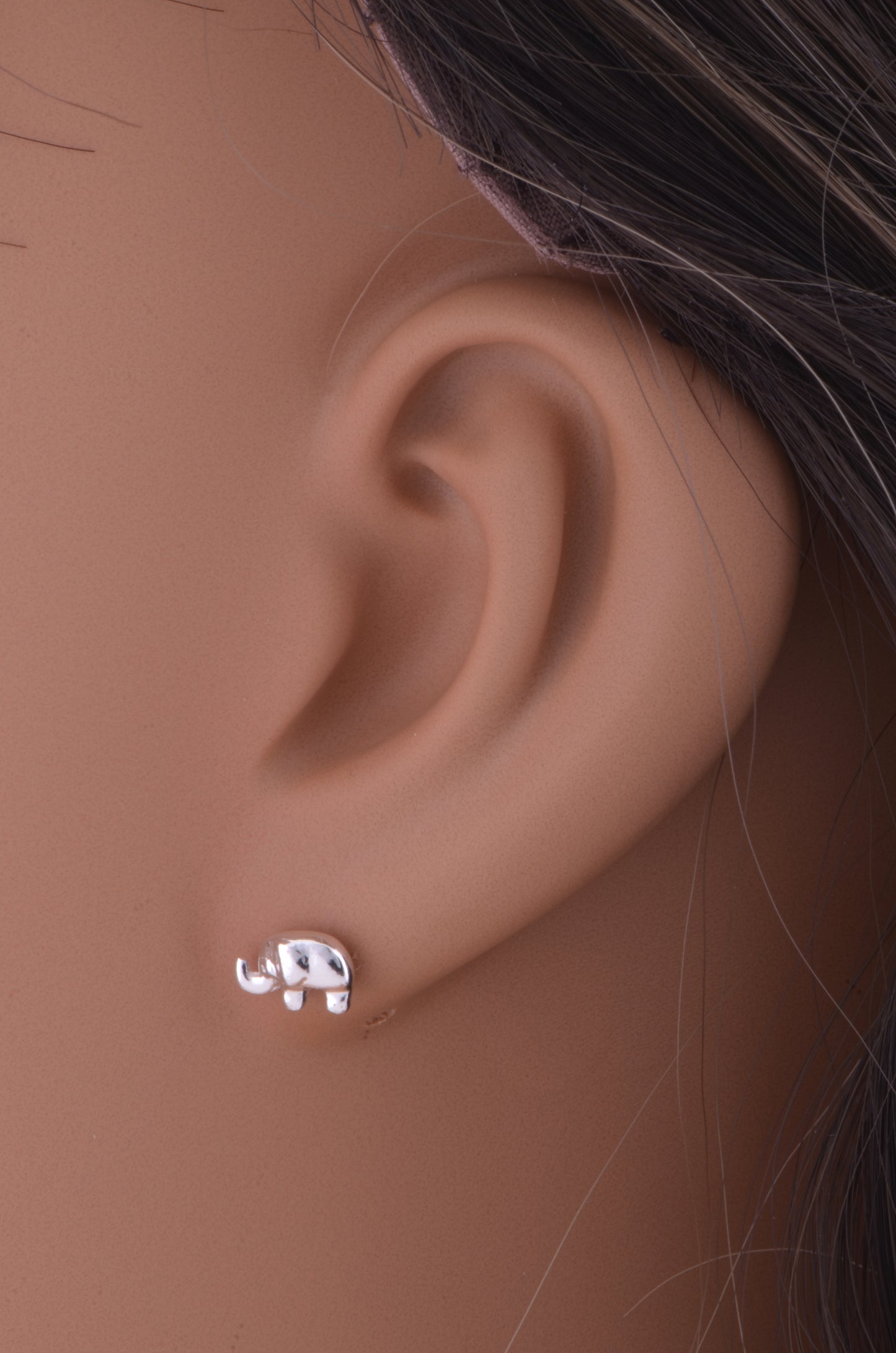 Sterling Silver Womens Dainty Lucky Elephant Stud Earrings