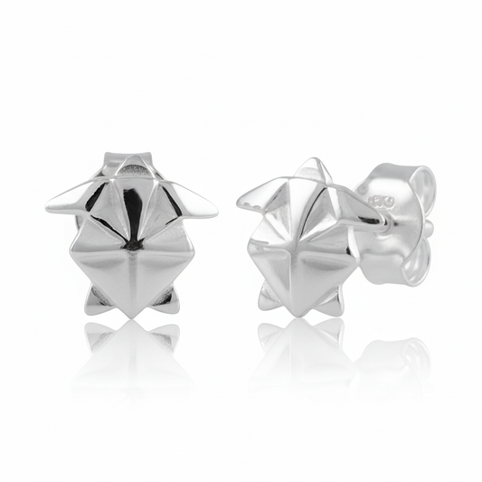 Sterling Silver Women's Dainty Origami Sea Turtle Stud Earrings | SilverCloseOut