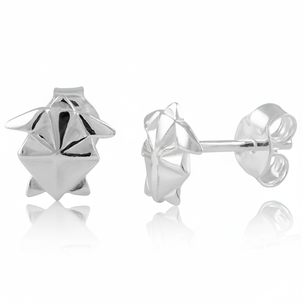 Sterling Silver Women's Dainty Origami Sea Turtle Stud Earrings | SilverCloseOut