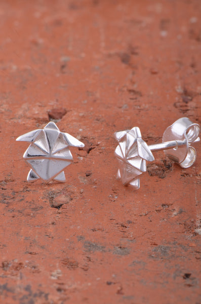 Sterling Silver Womens Dainty Origami Sea Turtle Stud Earrings