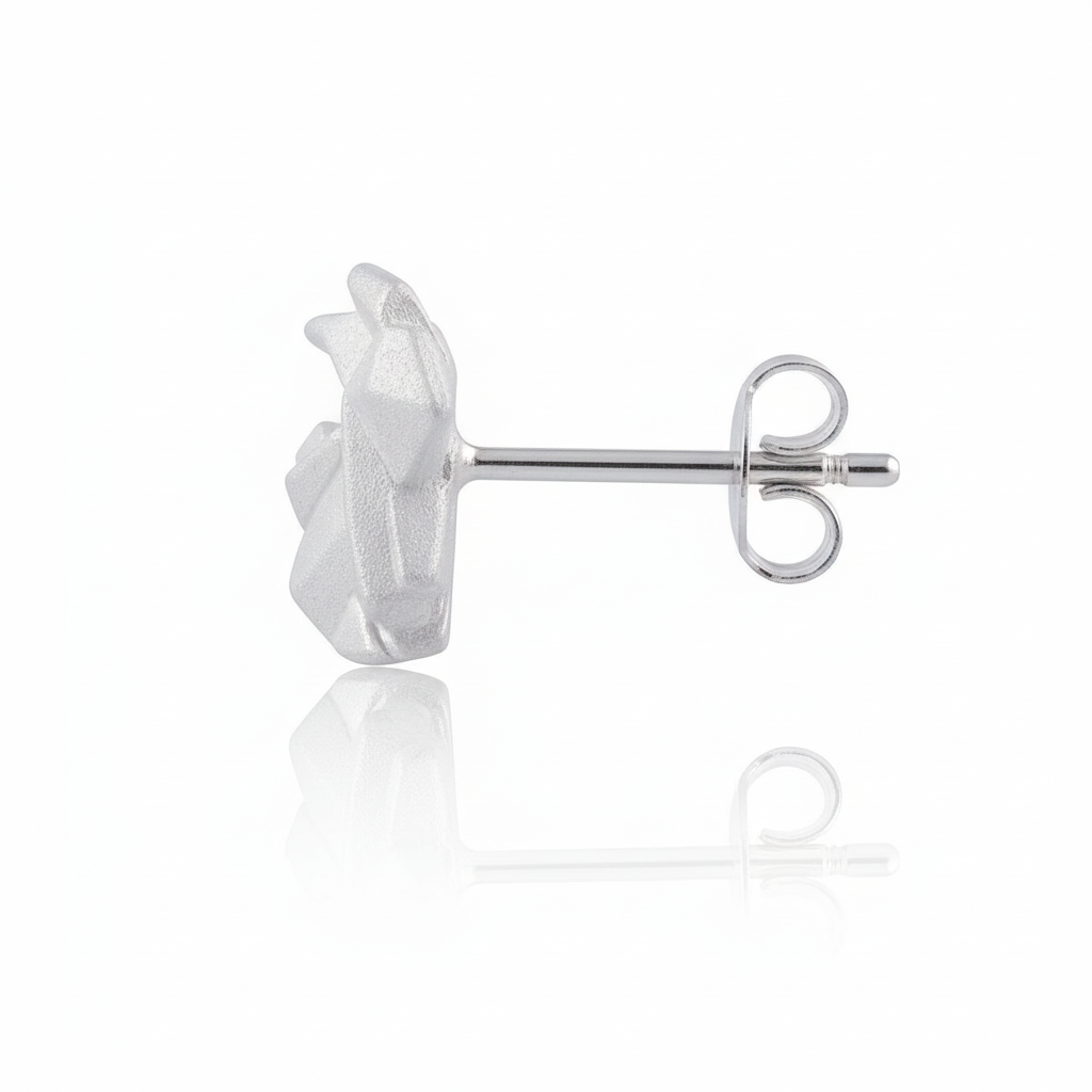 Sterling Silver Girls Dainty Origami Bunny Rabbit Stud Earrings | SilverCloseOut