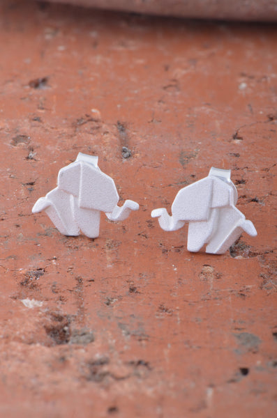 Sterling Silver Girls Dainty Origami Bunny Rabbit Stud Earrings