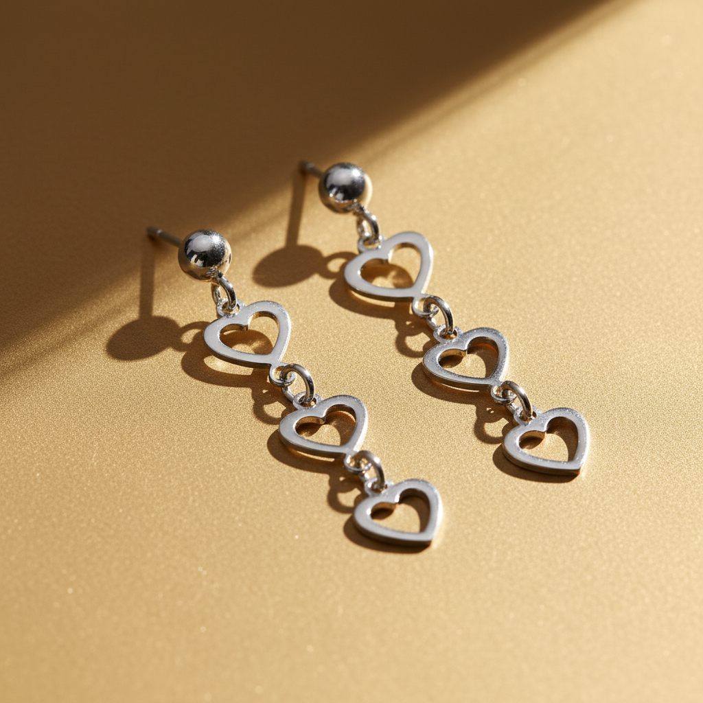 Sterling Silver Women's Dainty Dangling Heart Drop Earrings | SilverCloseOut