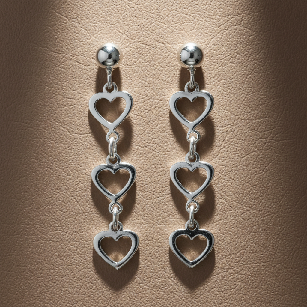 Sterling Silver Women's Dainty Dangling Heart Drop Earrings | SilverCloseOut