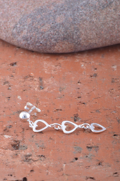 Sterling Silver Womens Dainty Dangling Heart Drop Earrings