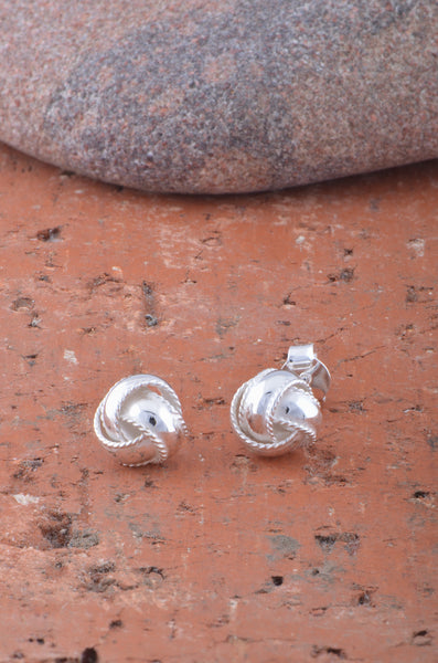 Sterling Silver Womens Dainty Love Knot Stud Earrings